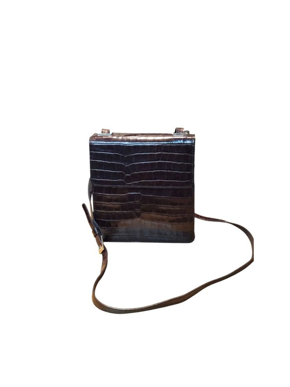 Enzo Angiolini Croc-Embossed Crossbody Bag in Brown - Picture 11 of 16